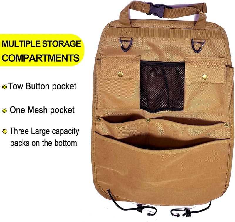 BEATUNEE Car Seat Back Organizer with Multiple Pockets and Hooks (brown) - Image 5